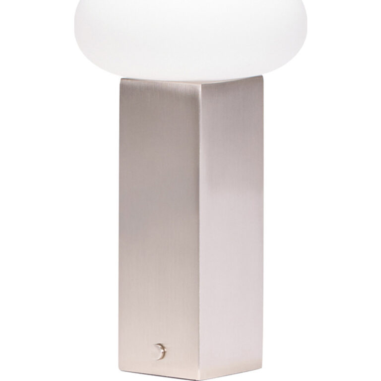 Hübsch Low genopladelig bordlampe, nikkel