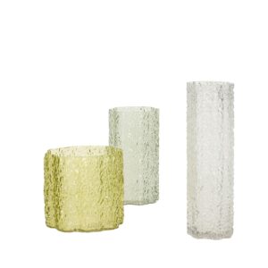 Hübsch Triple Vase Sæt af 3 Klar/Mørkegrøn/Lysegrøn