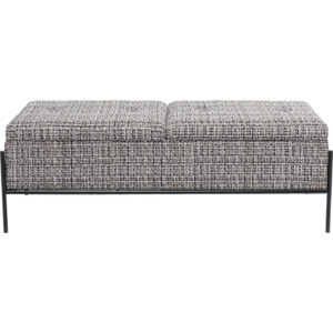 KARE DESIGN Buttons bænk, m. opbevaring - sort/hvid stof og sort stål (120x40)