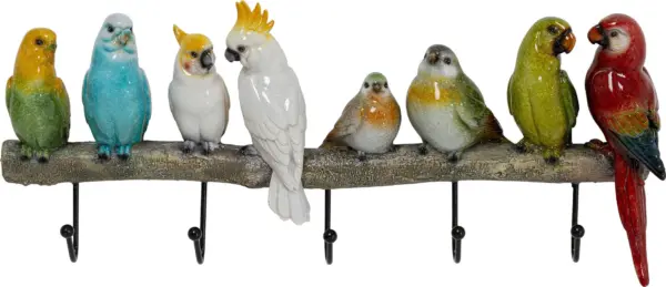 KARE DESIGN Exotic Birds knagerække, m. 5 knager - multifarvet polyresin og stål