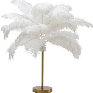 KARE DESIGN Feather Palm bordlampe - hvid strudsefjer og messing stål