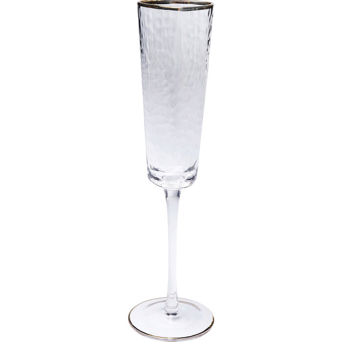 KARE DESIGN Hommage champagneglas, m. struktur og guldkant, håndlavet