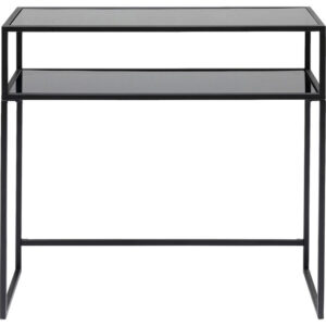 KARE DESIGN Loft konsolbord, m. 1 hylde - glas og sort stål (85x30)