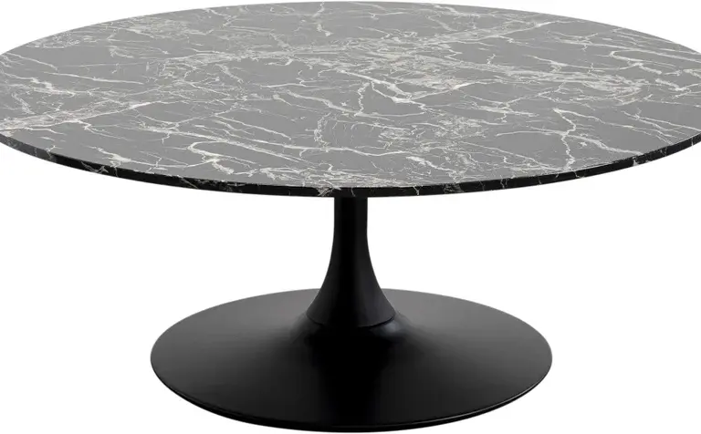 KARE DESIGN Schickeria sofabord, rund - sort marmorlook laminat og sort stål (Ø110)