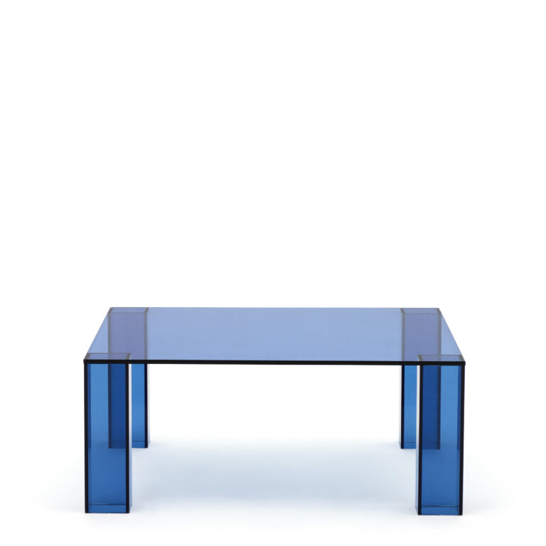 KAVE HOME Adularia sidebord, kvadratisk - blå hærdet glas (85x85)