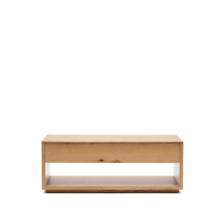 KAVE HOME Alguema hæve-sænke-sofabord, m. opbevaring - natur egefinér (120x60)