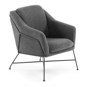 KAVE HOME Brida lænestol, m. armlæn - grafitgrå stof og sort stål