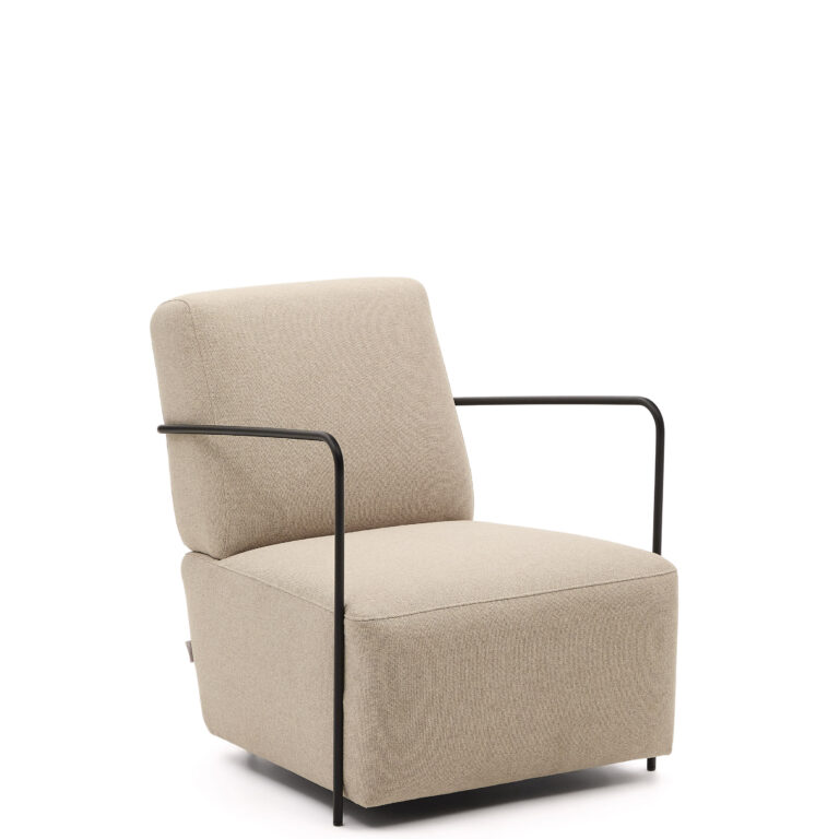 KAVE HOME Gamer lænestol, m. armlæn - beige stof og mat sort metal