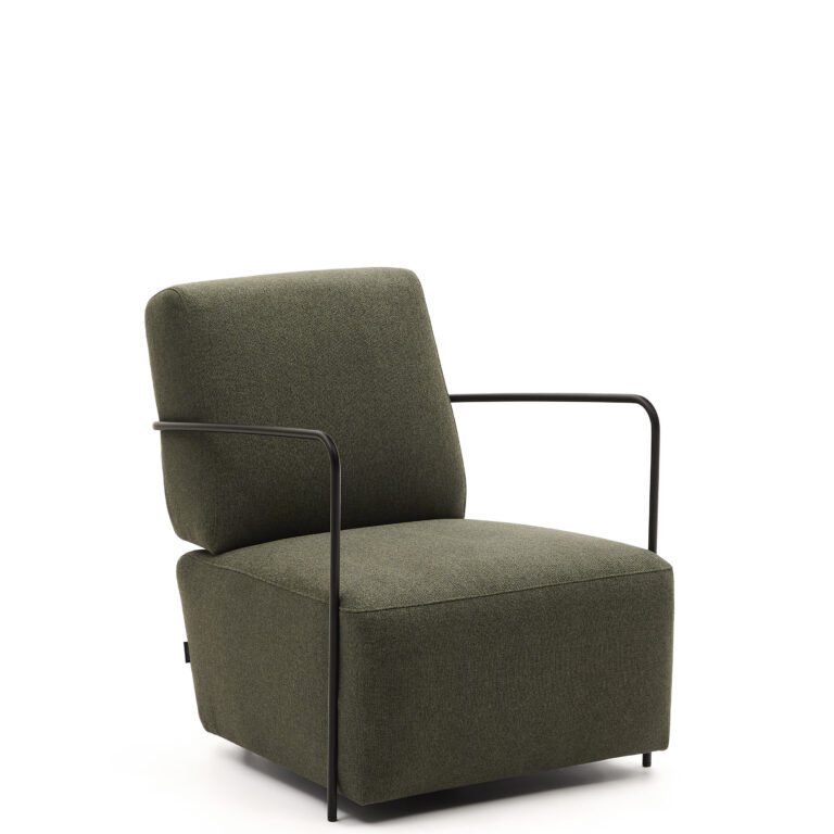 KAVE HOME Gamer lænestol, m. armlæn - grøn stof og mat sort metal