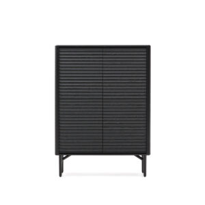 KAVE HOME Lenon skab, m. 4 låger, 6 hylder - sort egefinér/egetræ