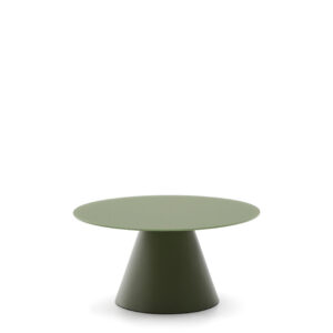KAVE HOME Wilshire sofabord, rund - matteret hærdet glas og mat grøn stål (Ø80)