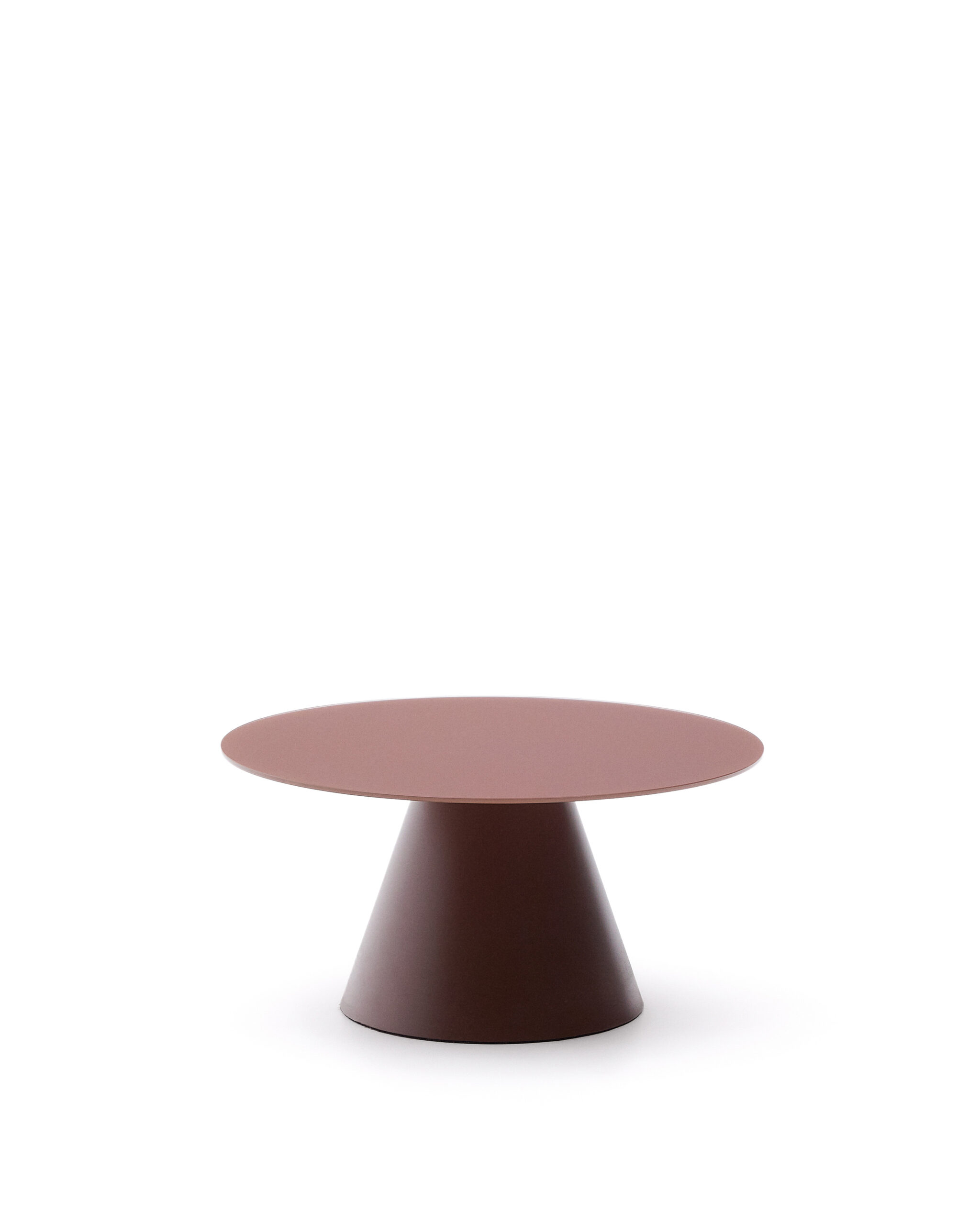 KAVE HOME Wilshire sofabord, rund - matteret hærdet glas og mat terracotta stål (Ø80)