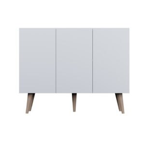 KOCOT Toronto kommode, m. 3 låger og 3 hylder - hvid finér og natur bøgetræ