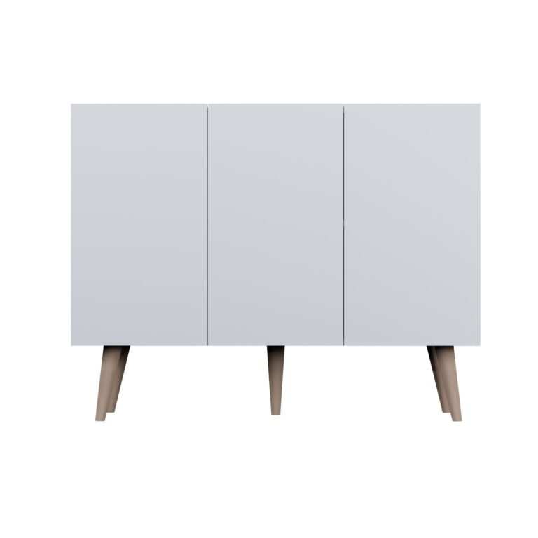 KOCOT Toronto kommode, m. 3 låger og 3 hylder - hvid finér og natur bøgetræ