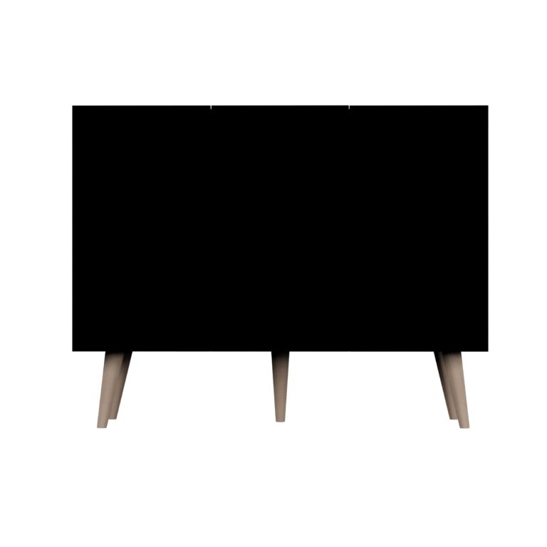 KOCOT Toronto kommode, m. 3 låger og 3 hylder - sort finér og natur bøgetræ