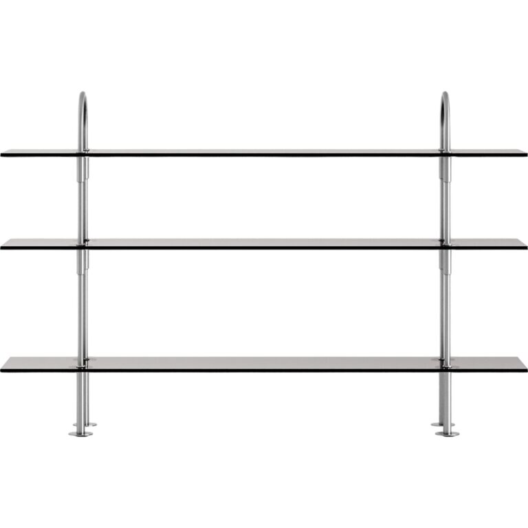 Keen 160 Reolsystem 3 Hylder Rustfri Stål/Røget Glas