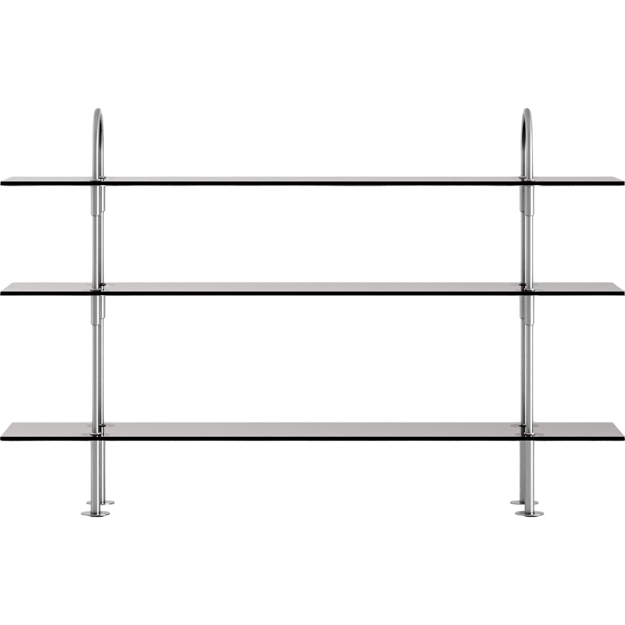 Keen 160 Reolsystem 3 Hylder Rustfri Stål/Røget Glas