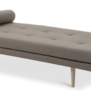 Kennedy daybed, m. nakkestøtte - stone grå polyester stof og natur træ (200x84)