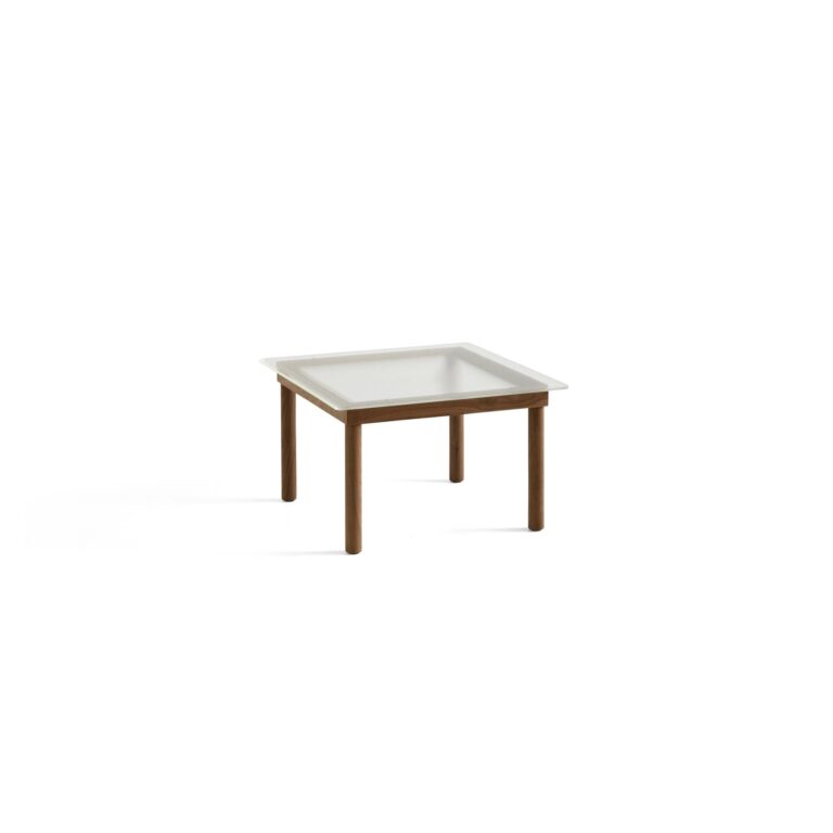 Kofi Sofabord 60x60 Valnød/Klar Rillet Glas