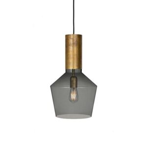 Konsthantverk Fenomen Bred Pendel - Røgfarvet Glas & Messing