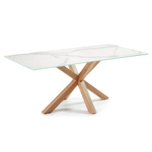 LAFORMA Arya spisebord - hvid porcelæn/glas og natur, rektangulær (180x100)