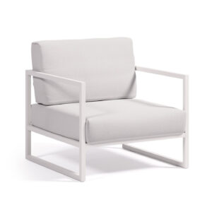 LAFORMA Comova udendørs lænestol, m. armlæn - hvid stof og hvid aluminium