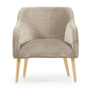 LAFORMA Lobby lænestol - beige chenille stof og natur fyrretræ