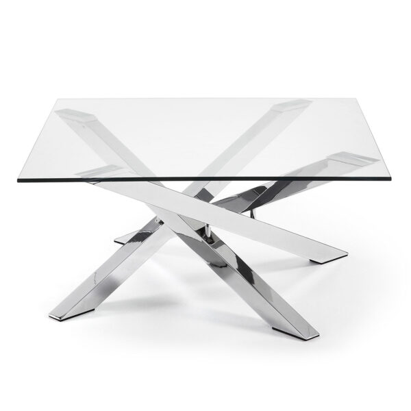 LAFORMA Mikado sofabord - klar glas og sølv stål (90x90)