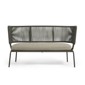 LAFORMA Nadin sofa, 2 personers, m. armlæn - grønt reb og galvaniseret stål (135x65)
