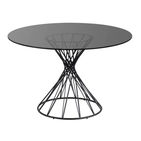 LAFORMA Niut spisebord, rundt - mørkt glas og sort stål (Ø 120)