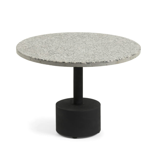 LAFORMA rund Melano sidebord - grå terrazzo og metal (Ø55)