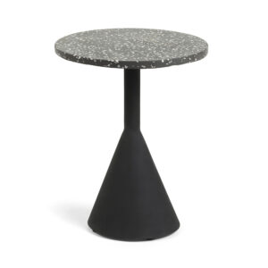 LAFORMA rund Melano sidebord - sort terrazzo/metal (Ø40)