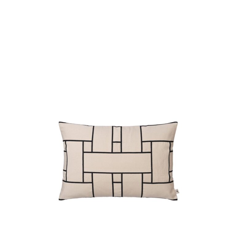 Lattice Offset Pude Rektangulær Off White/Sort