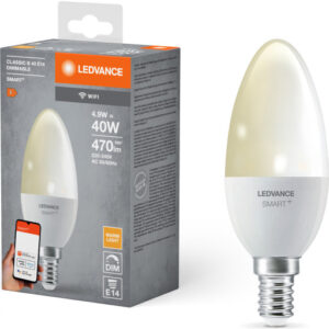 Ledvance Smart+ Wifi E14 kertepære, hvid lysfarve, 4,9W, 1-pak