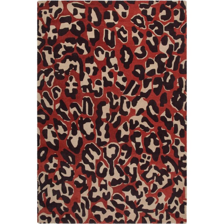Leopard Gulvtæppe 250x350 cm Rød