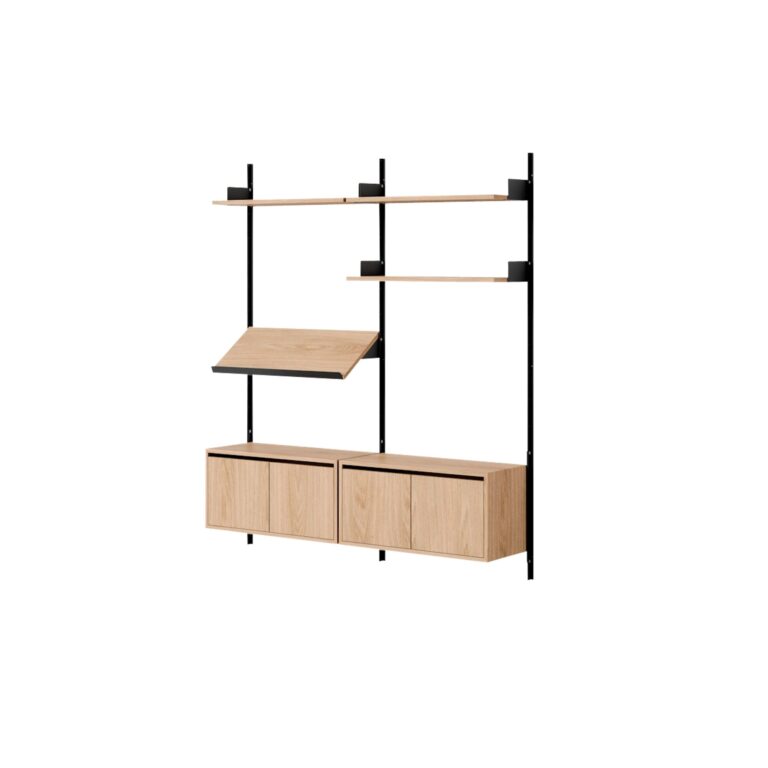 Living Shelf Reol Med Døre Lav Eg/Sort