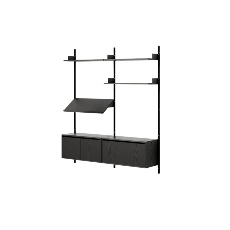 Living Shelf Reol Med Døre Lav Sort Ask