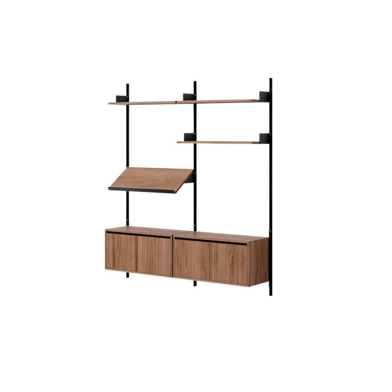 Living Shelf Reol Med Døre Lav Valnød