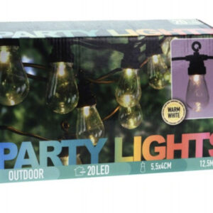 Lyskæde, LED m/20 pærer, Varm hvid