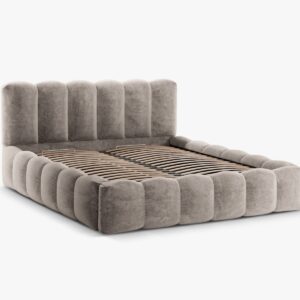 MICADONI Lupin sengeramme, m. sengegavl og opbevaring - cappuccino chenille stof (140x200)