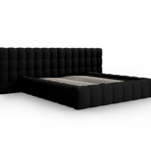 MICADONI Mamaia sengeramme, m. dobbelt sengegavl og opbevaring - sort struktur stof (140x200)