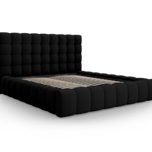 MICADONI Mamaia sengeramme, m. sengegavl og opbevaring - sort struktur stof (200x200)