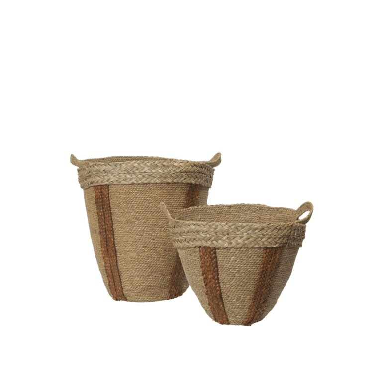 Mar Woven Kurve Sæt af 2 Natural/Rødbrun