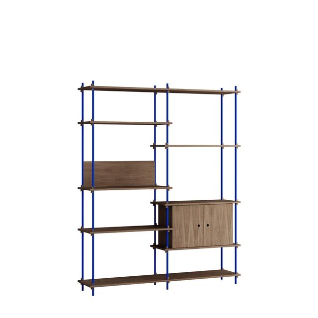 Moebe Shelving Reol Høj Røget Eg/Deep Blue