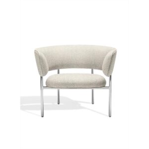 Møbel Copenhagen Font Lænestol med Armlæn Beige Boucle Elle 0200/Poleret Stål Stel