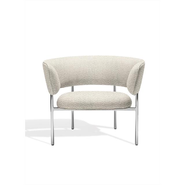 Møbel Copenhagen Font Lænestol med Armlæn Beige Boucle Elle 0200/Poleret Stål Stel