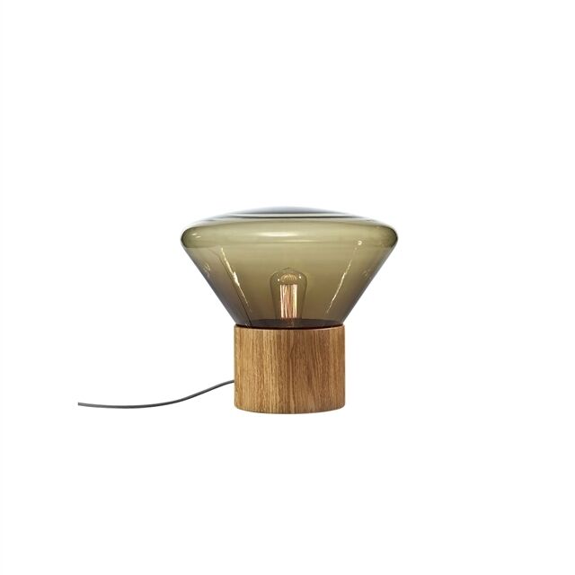 Muffins Wood 01 Bord/Gulvlampe Brunt Glas/Naturlig Eg med Sort Ledning