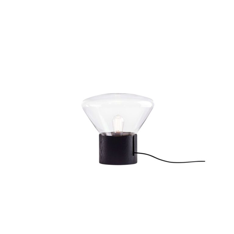 Muffins Wood 01 Bord/Gulvlampe Transparent Glas/Sort Eg med Sort Ledning