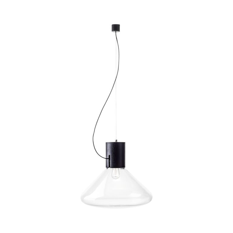 Muffins Wood 03B Pendel Transparent Glas/Sort Eg med Sort Ledning