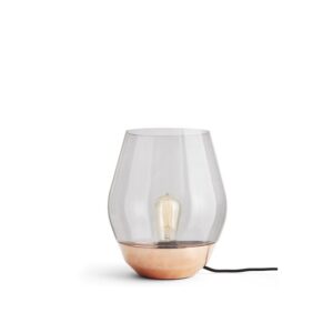 NEW WORKS Bowl Bordlampe Rå Kobber med Røget Glas Skærm
